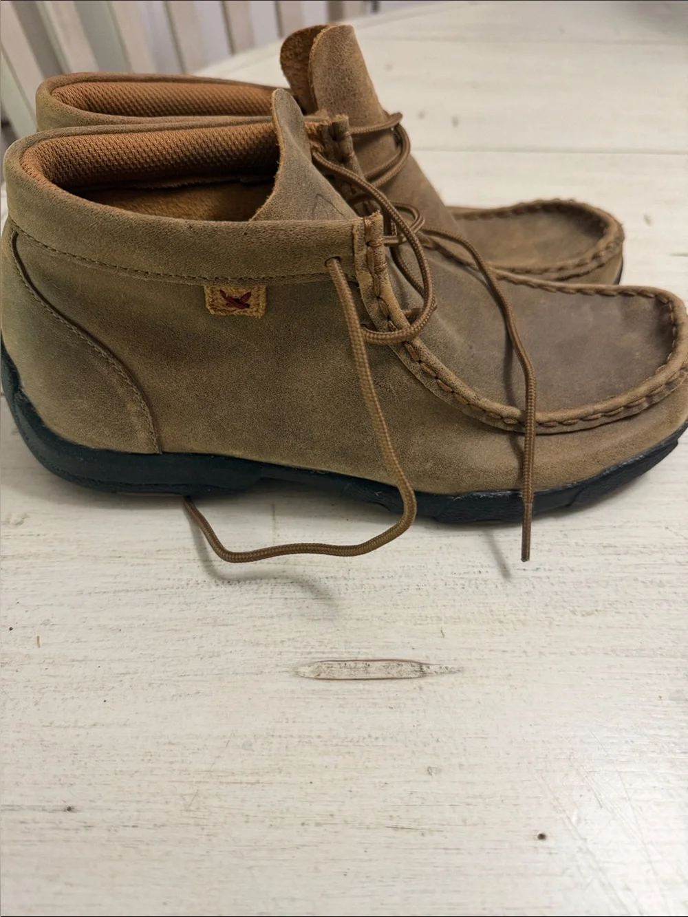 Kids Twisted X Casual Suede Moccasin Loafers in Brown